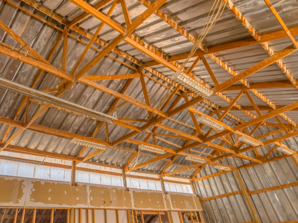 replace damaged steel roof barn